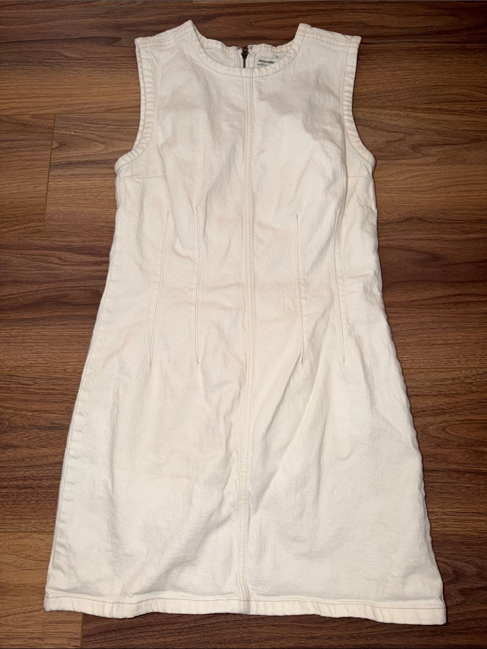 Abercrombie & Fitch Off-White Sleeveless Jean Texture Dress